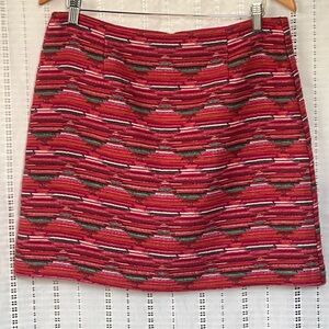 LOFT Red Multi Color Mini Skirt size 10 EUC